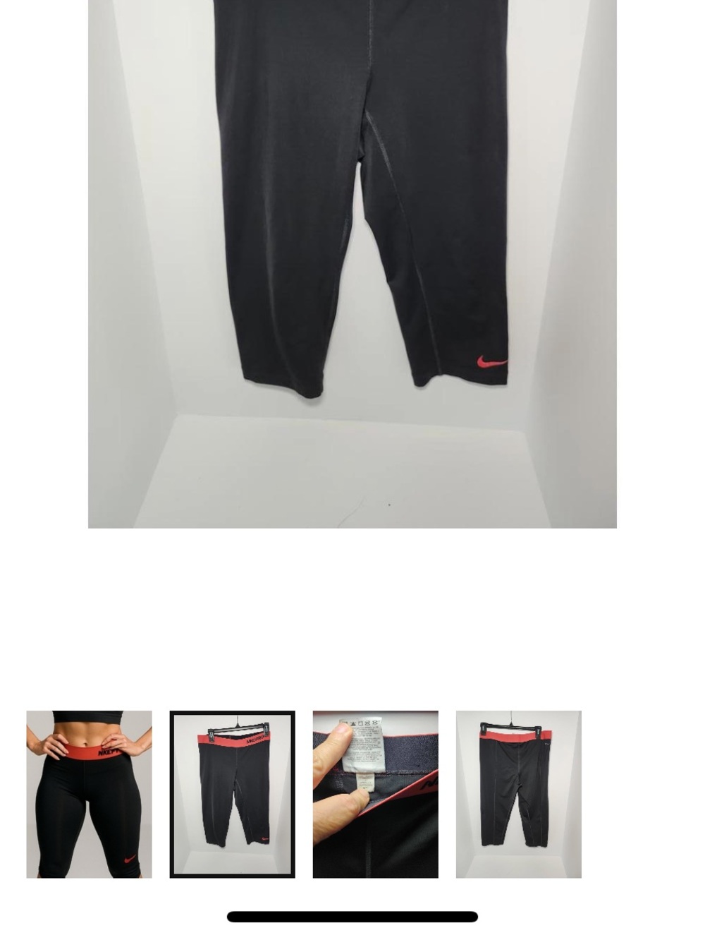 Nike Black & Red Capri Leggings - Nike Pro Womens L